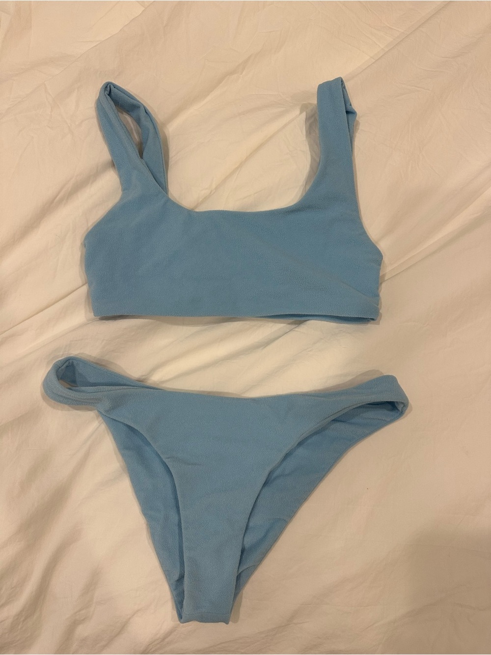 Daily Drills Light Blue Ribbed Bikini Set